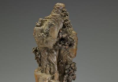 图片[3]-Carved bamboo root display piece in the form of figures in a landscape, Qing dynasty, 18th century-China Archive